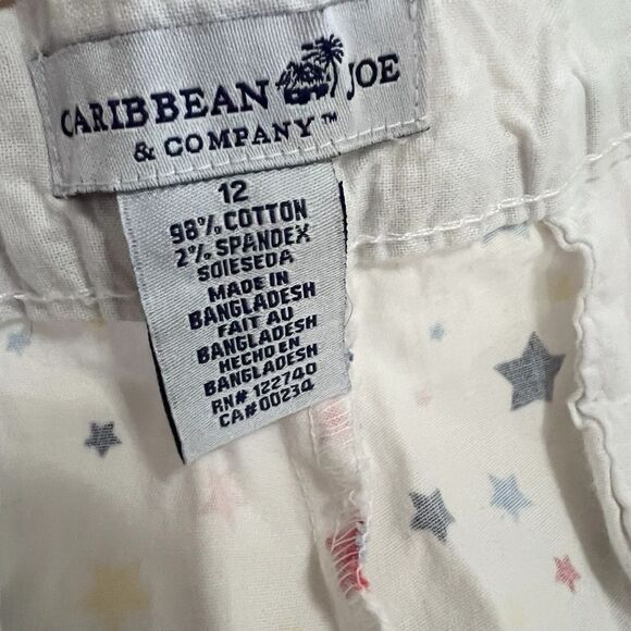 Caribbean Joe White Multicolored Star Print Shorts Size 12 - Picture 6 of 10